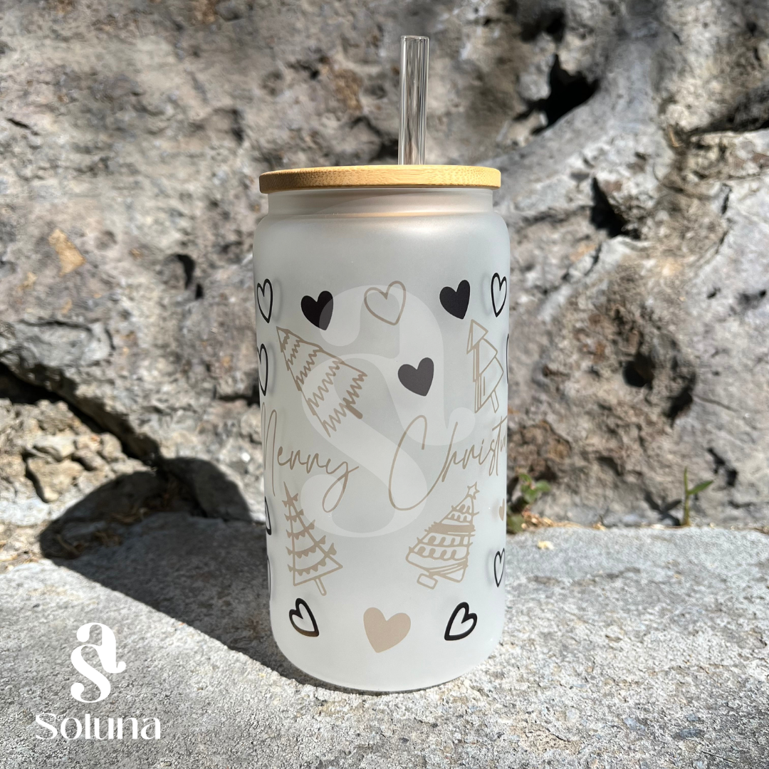 Vaso de cristal con tapa de bambú