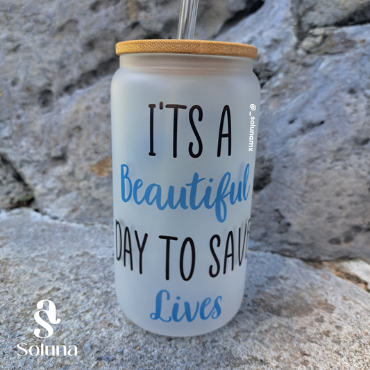 Vaso de cristal con tapa de bambú