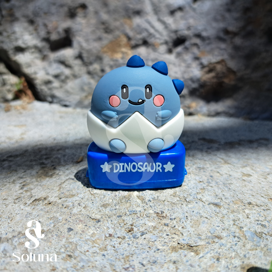 Sello dinosaurio azul kawaii