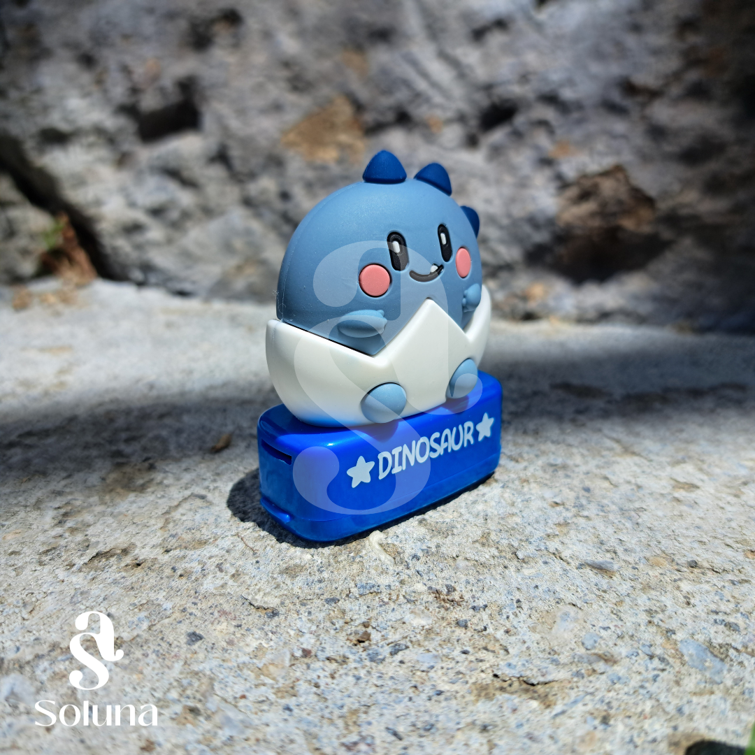 Sello dinosaurio azul kawaii