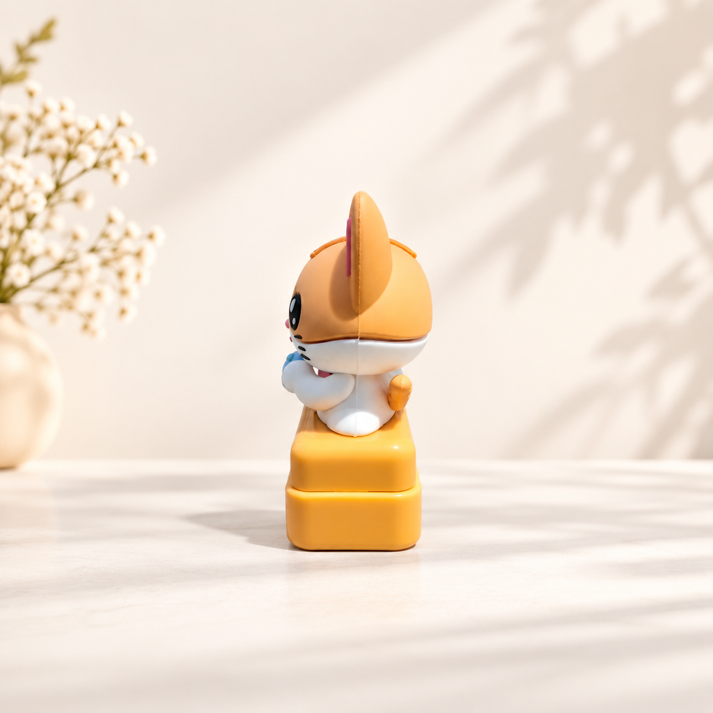 Sello gato amarillo kawaii