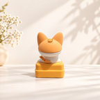 Sello gato amarillo kawaii