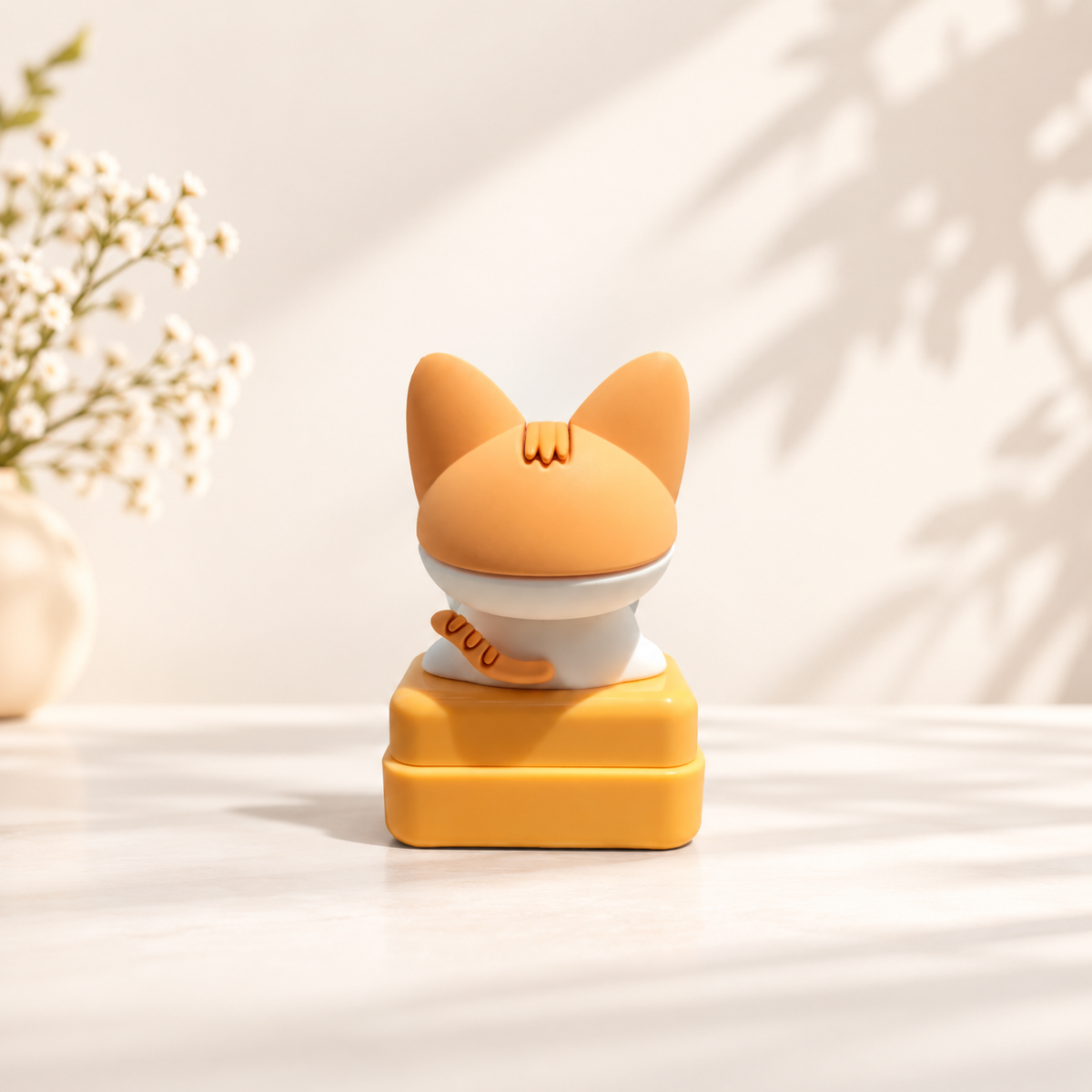 Sello gato amarillo kawaii