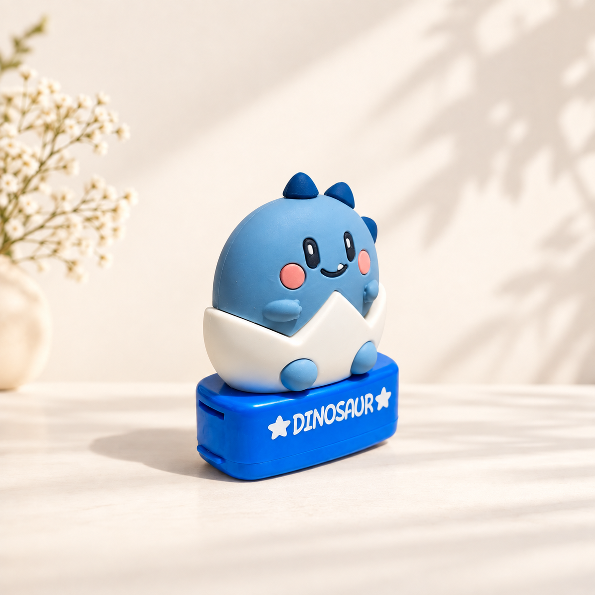 Sello dinosaurio azul kawaii